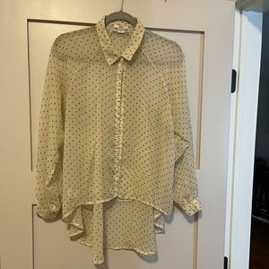 Bar lll sheer l/s blouse w/ cutout back detail